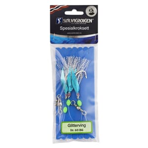 Sølvkroken Spesialkroksett Glitterving blå 6/0